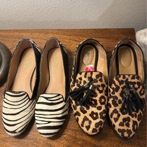 IMAN and FRANCO SARTO Zebra Print Slip-Ons & Leopard Tassel Loafers